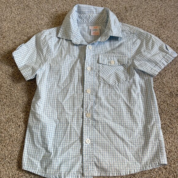 Joe Fresh Gingham Blue White Button Down Shirt Size 5T Boys Collared Shirt - Picture 1 of 9